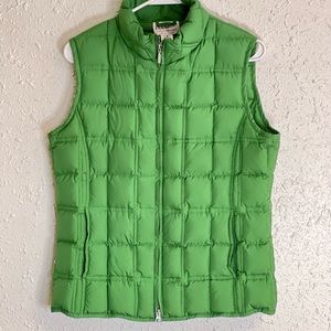 Women’s Green Pendleton Down Zip up Puffer Vest with Pockets